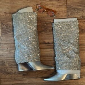 Steve Madden Silver Sparkle Heeled Boots